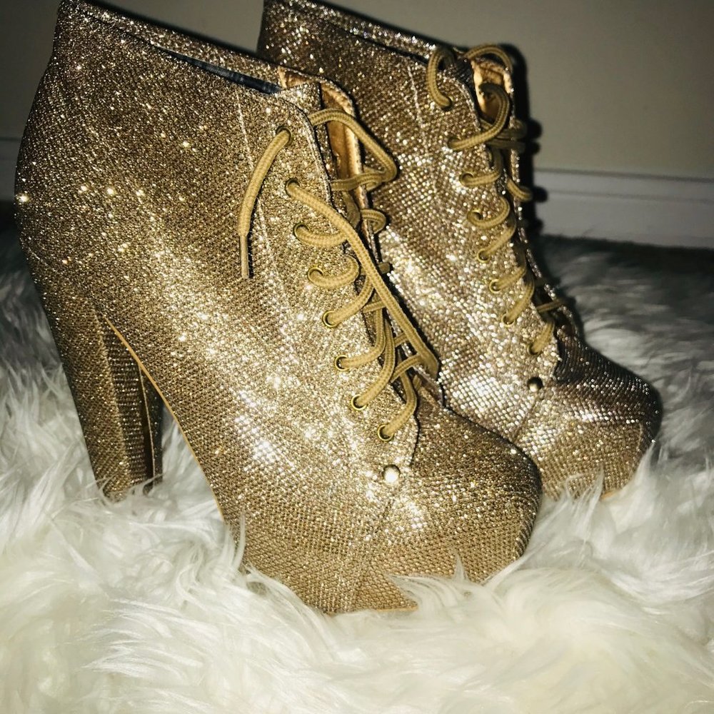 Glitter Platform Booties